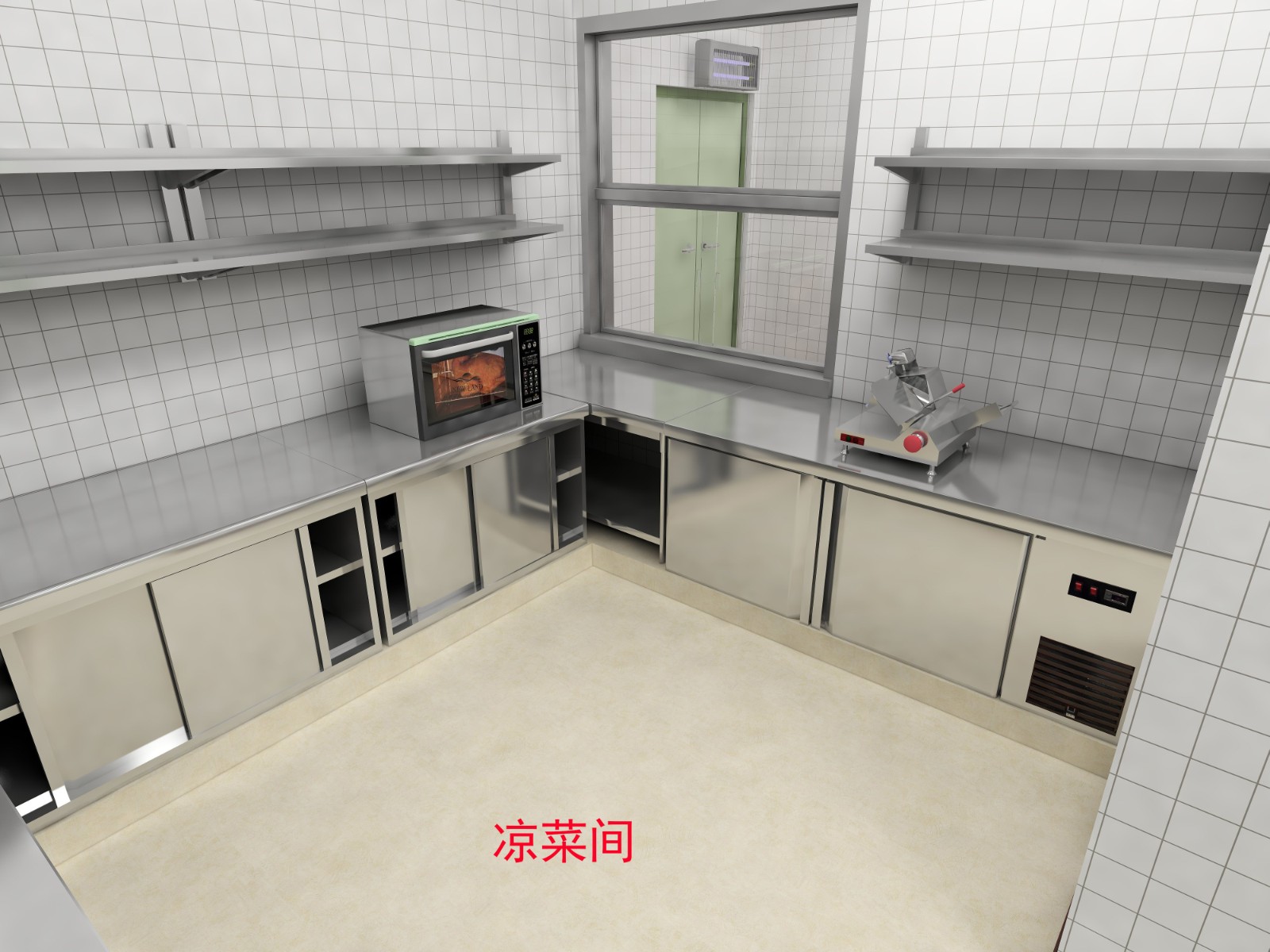 商用厨房3d效果图